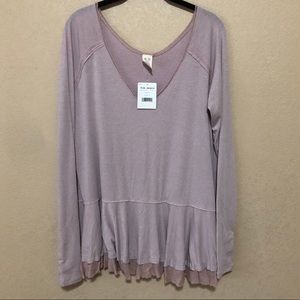 Free People Tangerine Tiered Thumbhole Top Mauve